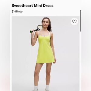 Lululemon Mini Dress Sweetheart Neckline Lime Green NWOT medium tennis